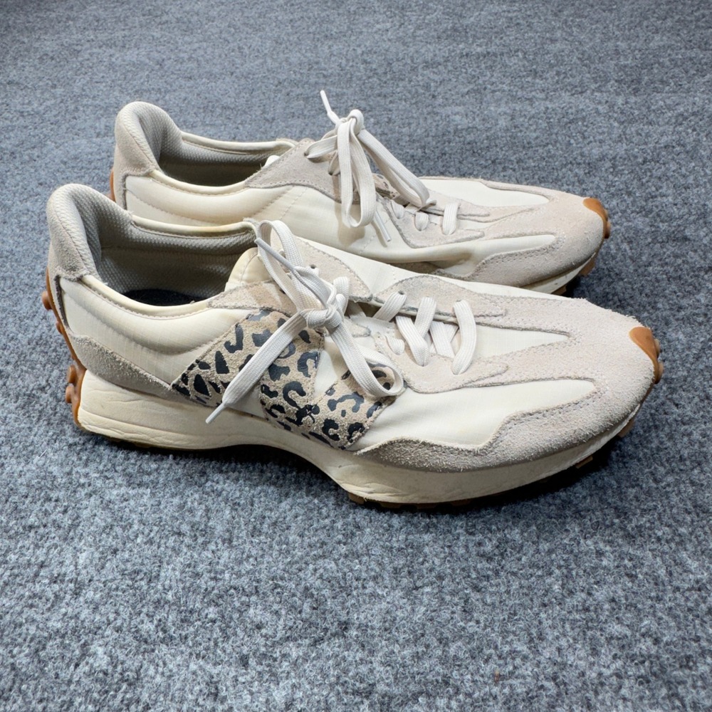 New Balance 327 Shoes Mens 11.5 White Leopard Print Suede Gum MS327ANA Sneakers